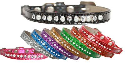 Collar de seguridad para gatos con forma de helado, "One Row Pearl &amp; Clear Crystal"