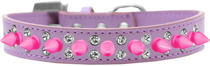 Collar con púas para perros y mascotas, "Púas de cristal doble y rosa brillante"