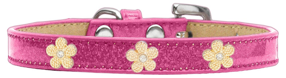 Dog, Puppy & Pet Widget Ice Cream Collar, "Gold Flower"