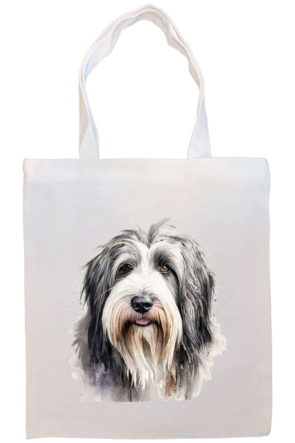 Bolsa de lona con cremallera, asas y bolsillo interior, "Bearded Collie"