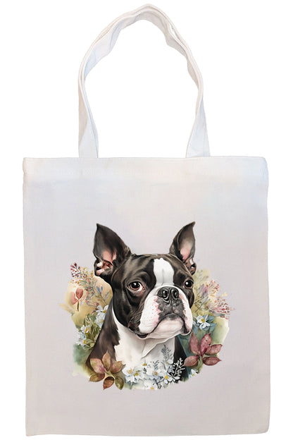 Bolsa de lona con cremallera, asas y bolsillo interior, "Boston Terrier"