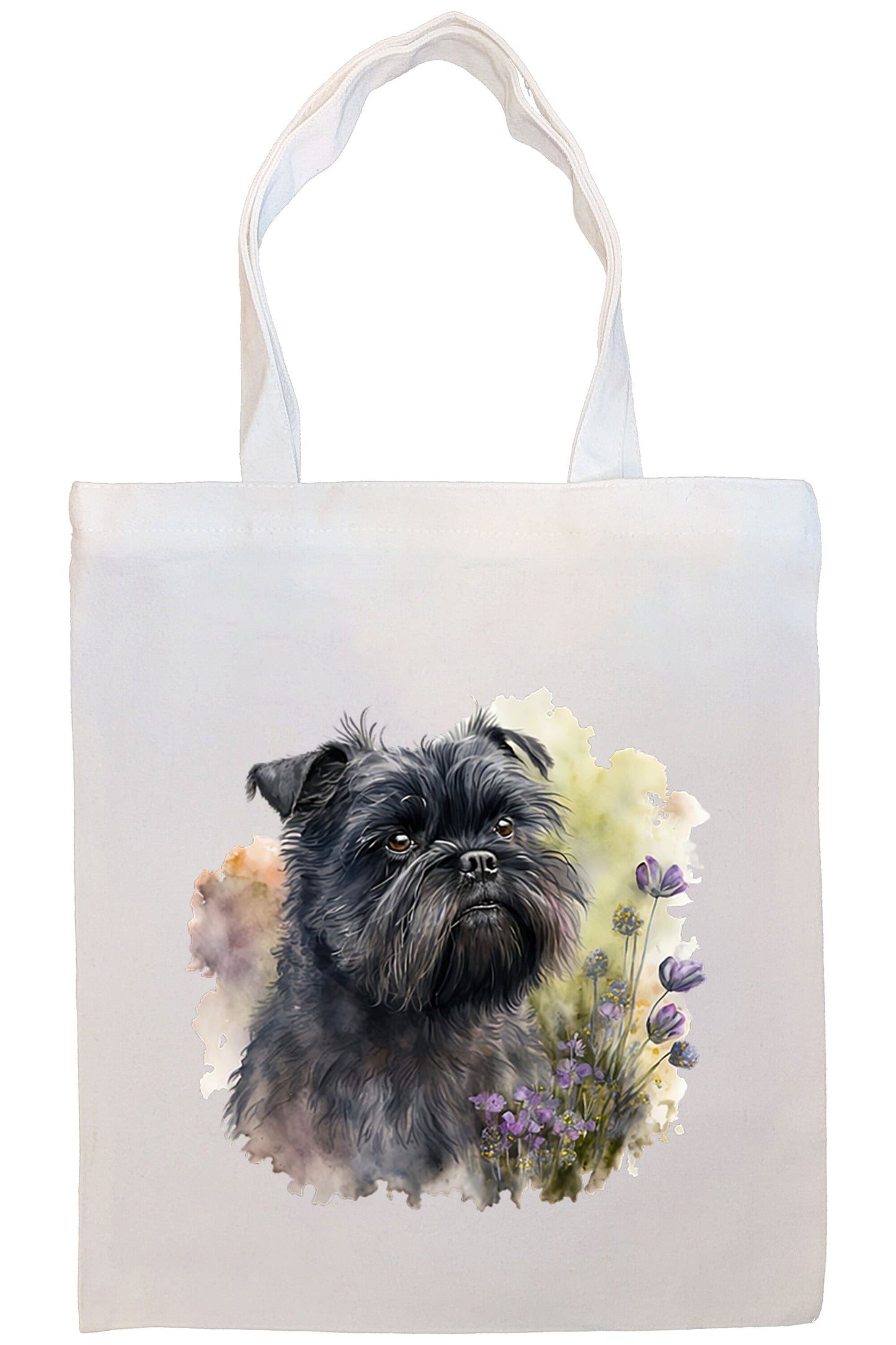 Canvas Tote Bag, Zippered With Handles & Inner Pocket, "Affenpinscher"