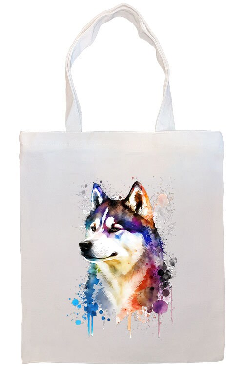 Bolsa de lona con cremallera, asas y bolsillo interior, "Siberian Husky"