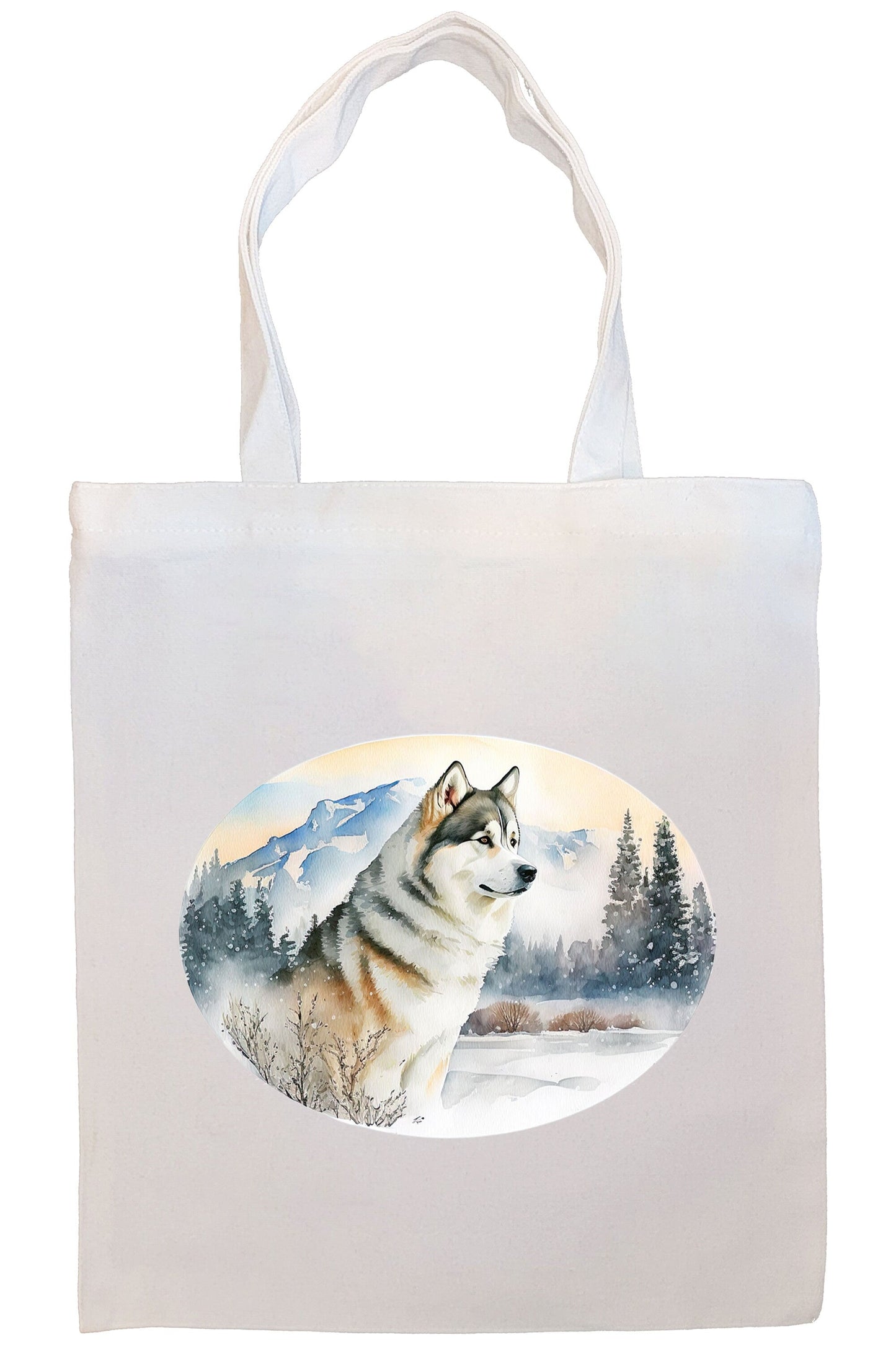 Bolsa de lona con cremallera, asas y bolsillo interior, "Siberian Husky"