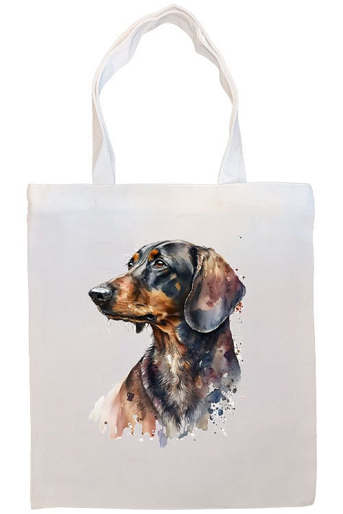 Bolsa de lona con cremallera, asas y bolsillo interior, "Dachshund"