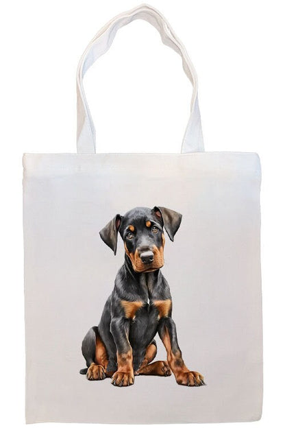 Bolso de lona con cremallera, asas y bolsillo interior, "Doberman"