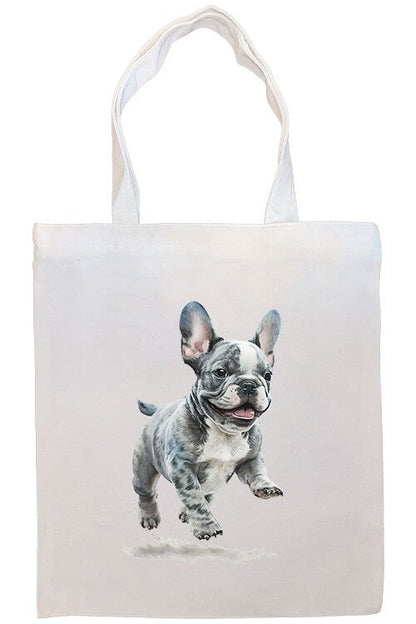 Bolso de lona con cremallera, asas y bolsillo interior, "Frenchie"