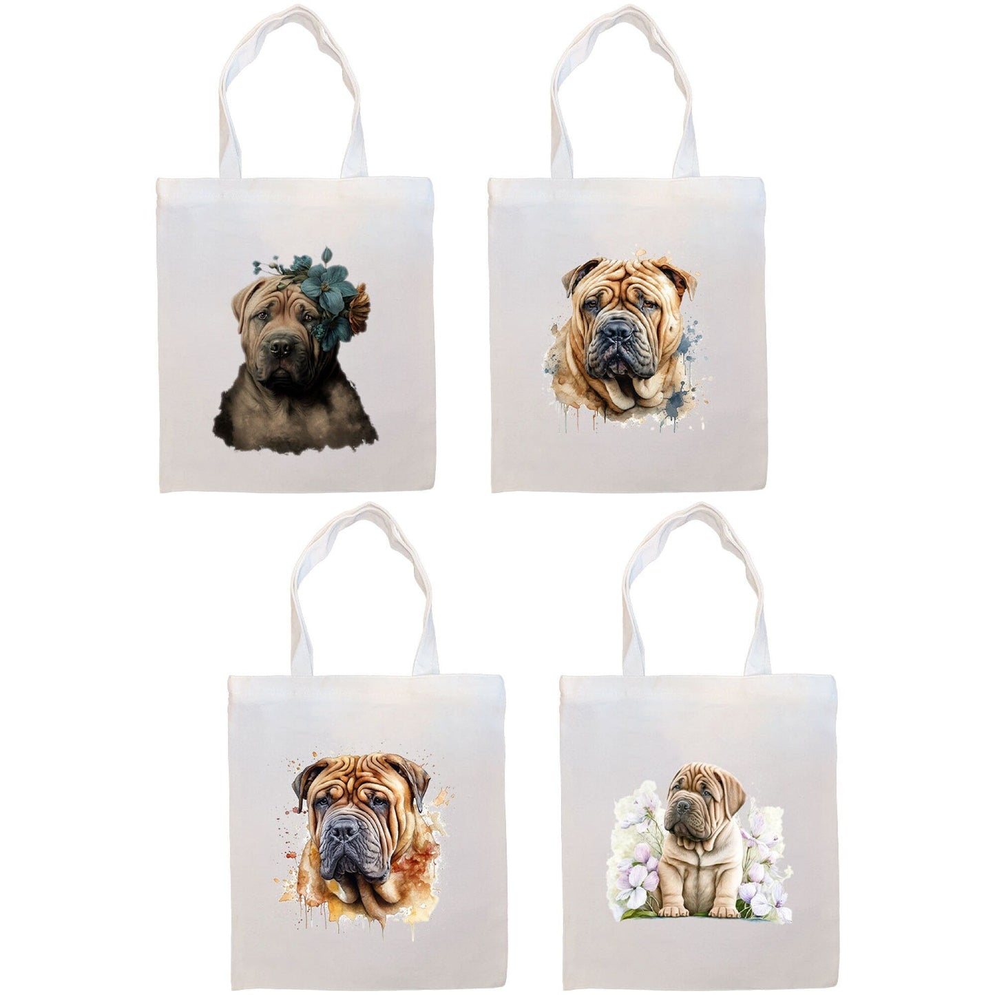 Bolsa de lona con cremallera, asas y bolsillo interior, "Shar-Pei"