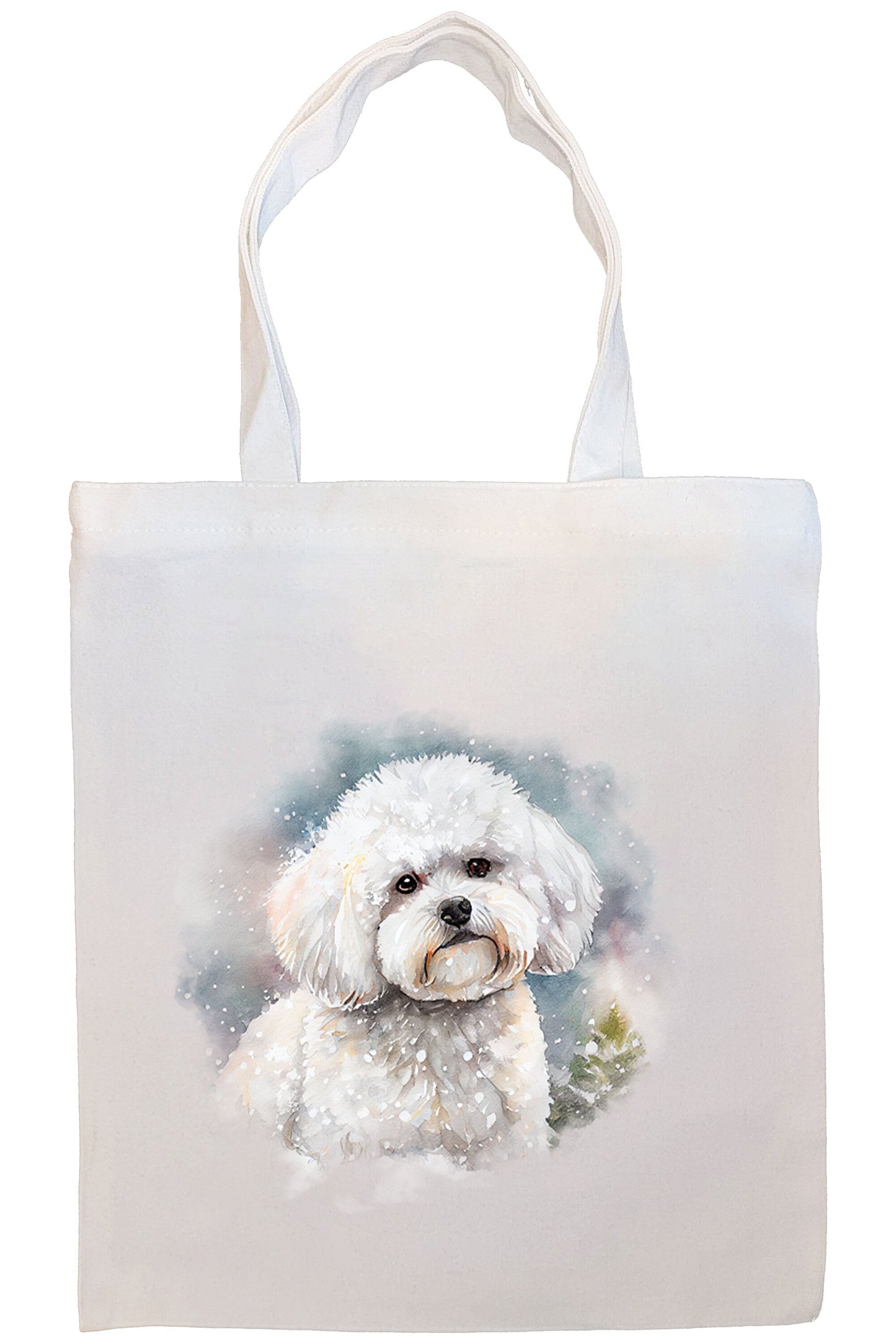 Bolso de lona con cremallera, asas y bolsillo interior, "Bichon Frise"