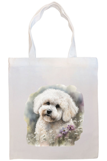 Bolso de lona con cremallera, asas y bolsillo interior, "Bichon Frise"