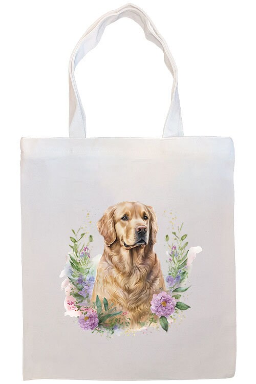 Bolsa de lona con cremallera, asas y bolsillo interior, "Golden Retriever"