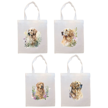 Bolsa de lona con cremallera, asas y bolsillo interior, "Golden Retriever"