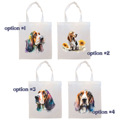 Bolsa de lona con cremallera, asas y bolsillo interior, "Basset Hound"