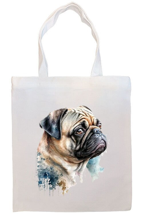 Bolso de lona con cremallera, asas y bolsillo interior, "Pug"