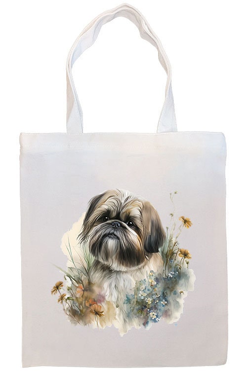 Bolsa de lona con cremallera, asas y bolsillo interior, "Shih Tzu"