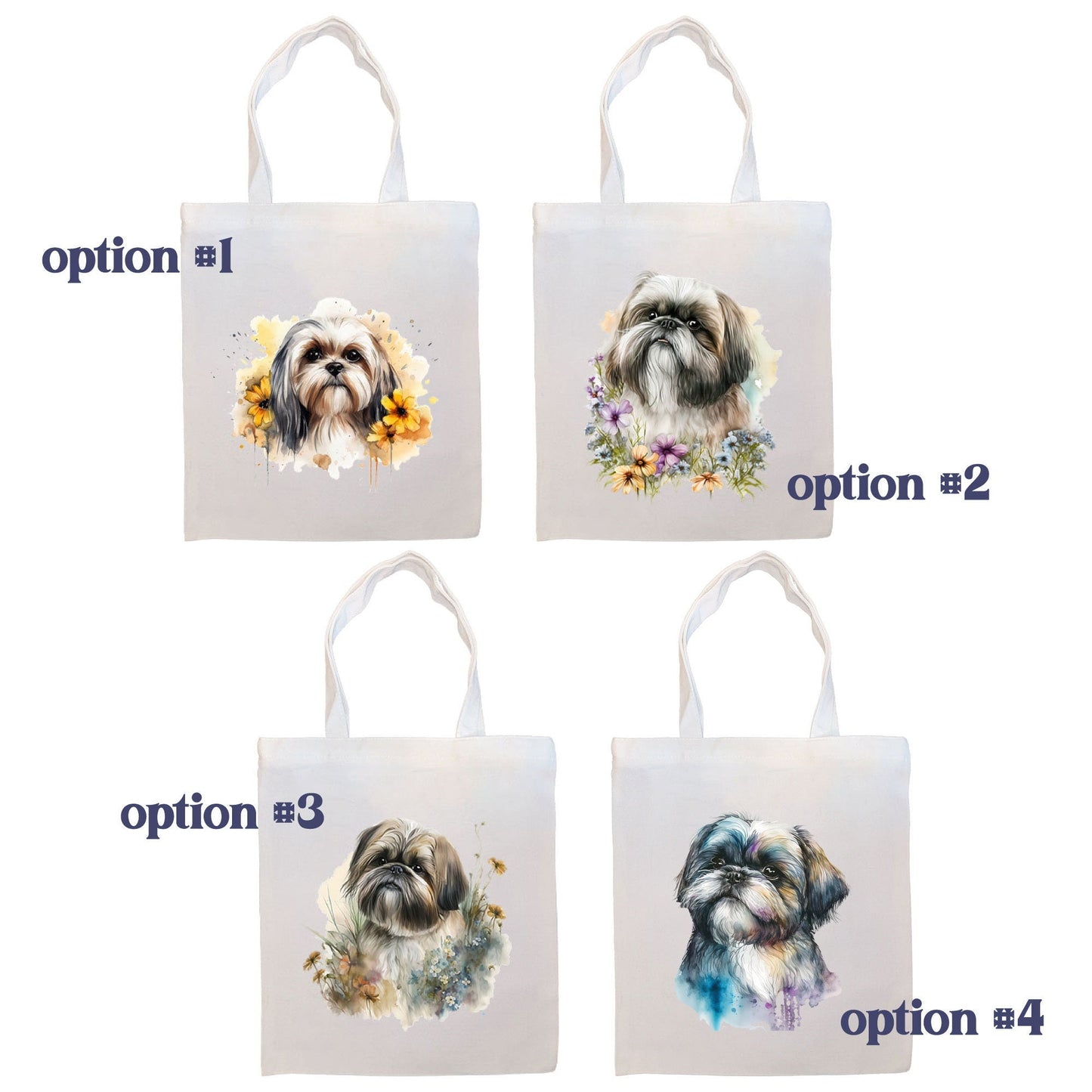 Bolsa de lona con cremallera, asas y bolsillo interior, "Shih Tzu"