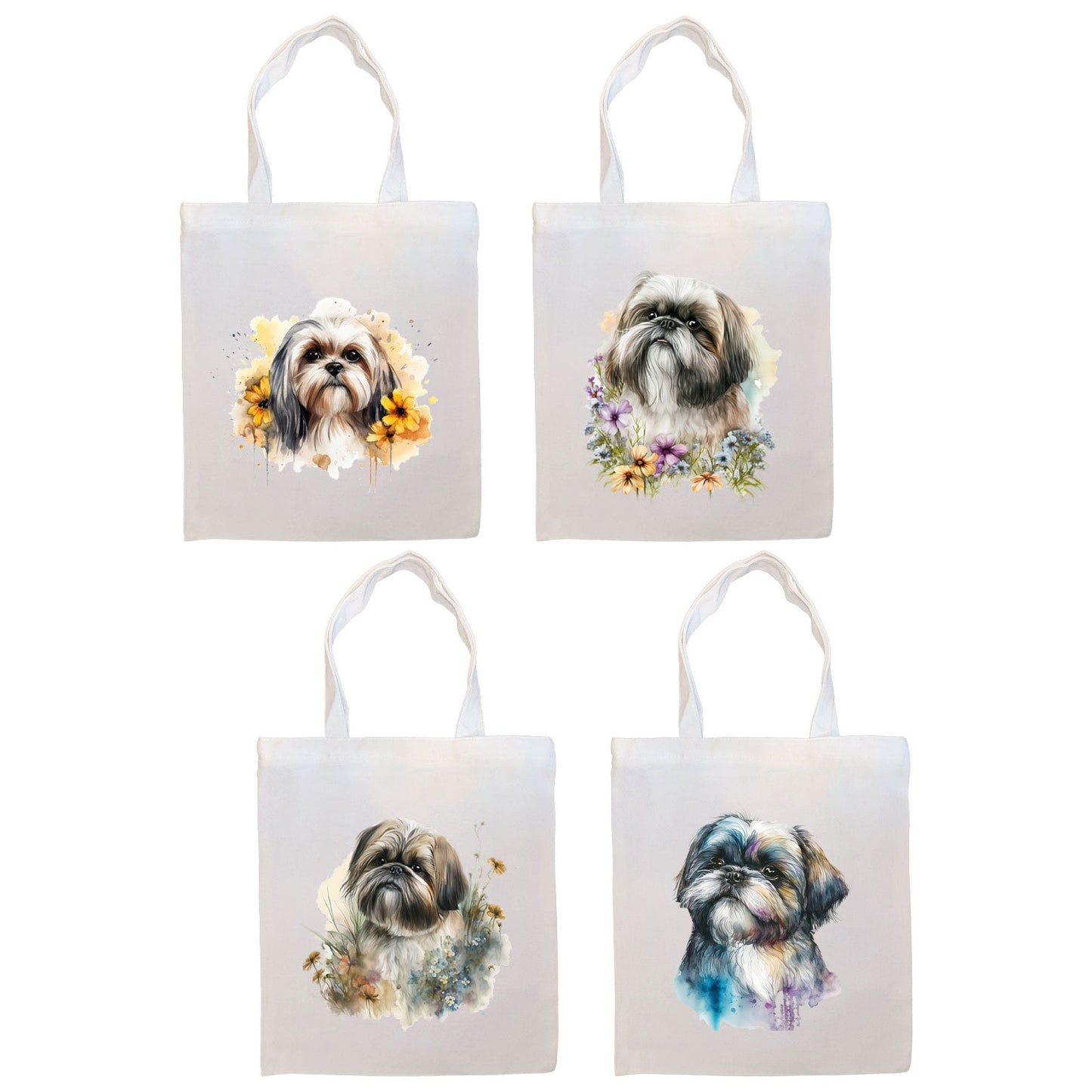 Bolsa de lona con cremallera, asas y bolsillo interior, "Shih Tzu"