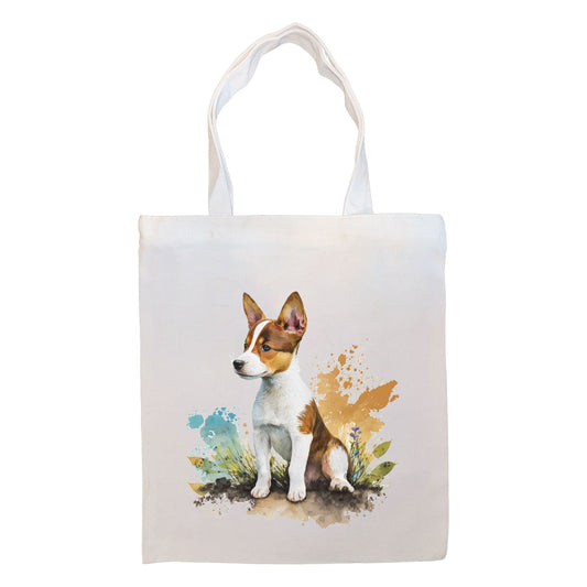 Bolso de lona con cremallera, asas y bolsillo interior, "Basenji"