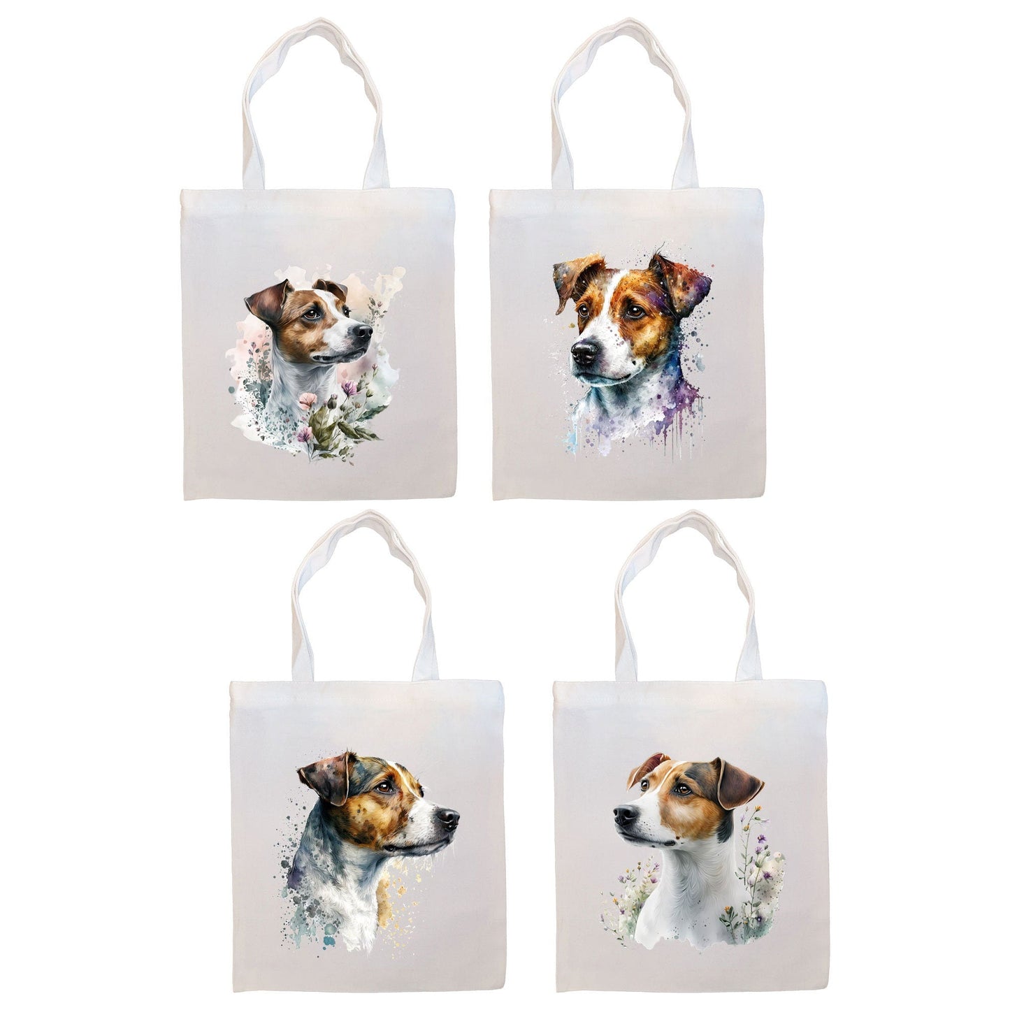 Bolsa de lona con cremallera, asas y bolsillo interior, "Jack Russell Terrier"