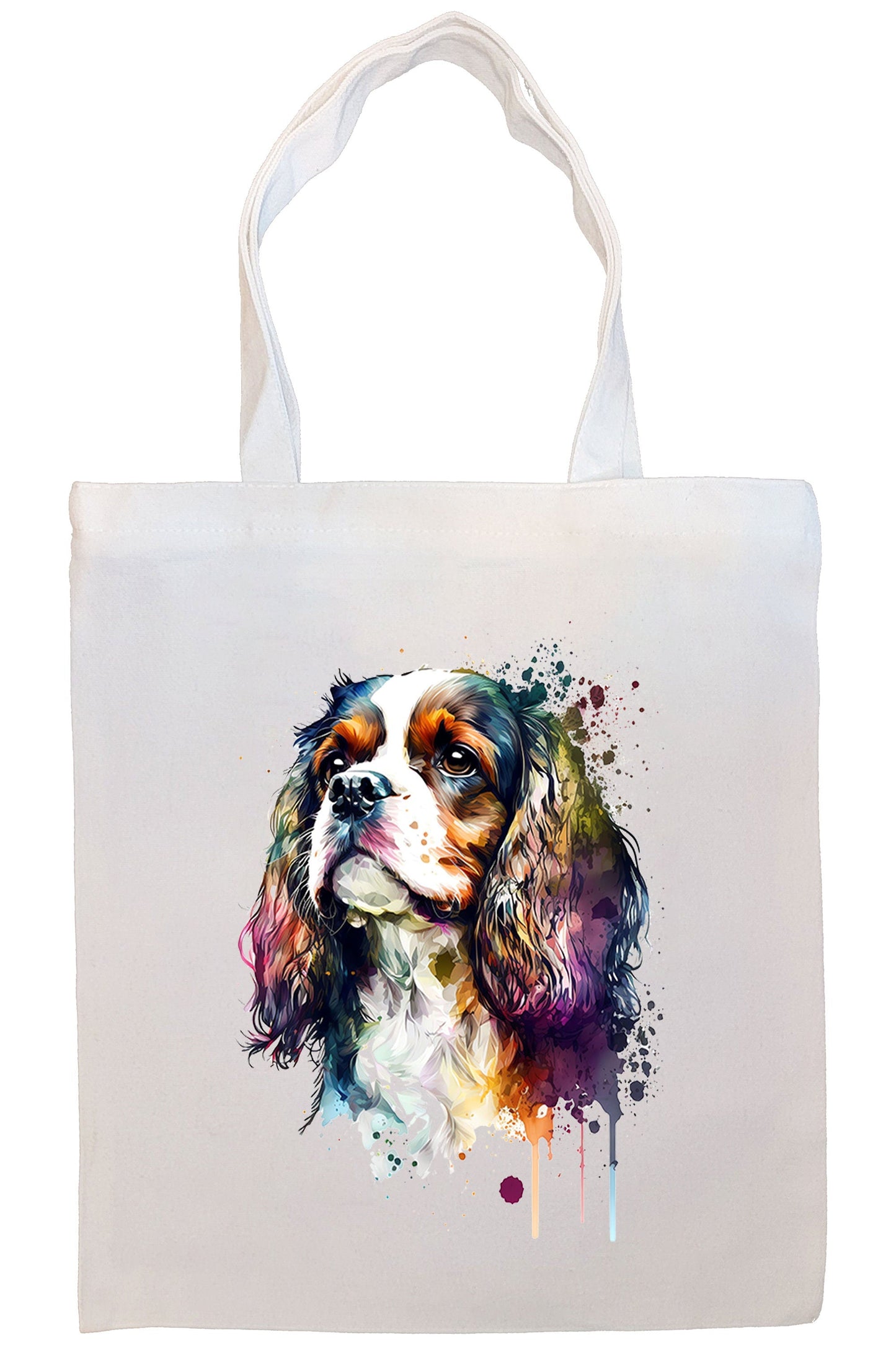 Canvas Tote Bag, Zippered with Inner Pocket, "Cavalier King Charles Spaniel"