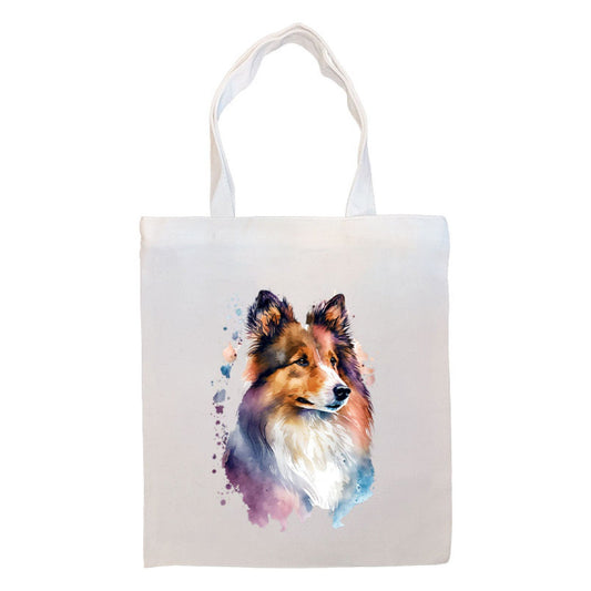 Bolso de lona con cremallera, asas y bolsillo interior, "Sheltie"