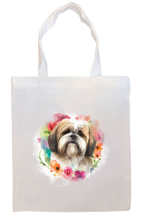 Bolso de lona con cremallera, asas y bolsillo interior, "Lhasa Apso"