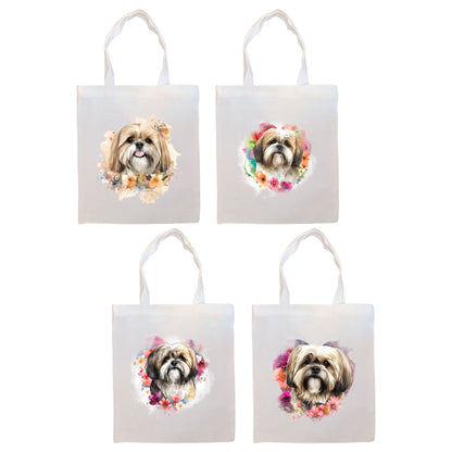 Bolso de lona con cremallera, asas y bolsillo interior, "Lhasa Apso"