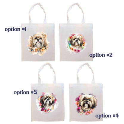 Bolso de lona con cremallera, asas y bolsillo interior, "Lhasa Apso"