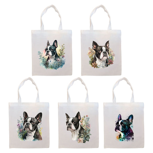 Bolsa de lona con cremallera, asas y bolsillo interior, "Boston Terrier"