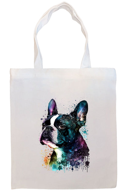 Bolsa de lona con cremallera, asas y bolsillo interior, "Boston Terrier"