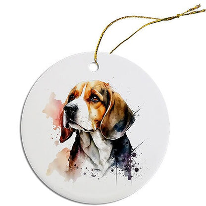 Adorno navideño redondo específico para la raza de perro, "Beagle"