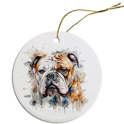 Adorno navideño redondo específico para la raza de perro, "Bulldog"