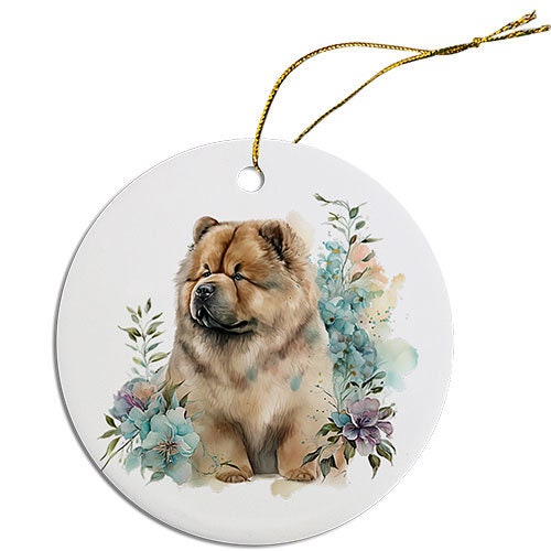 Dog Breed Specific Round Christmas Ornament, "Chow"