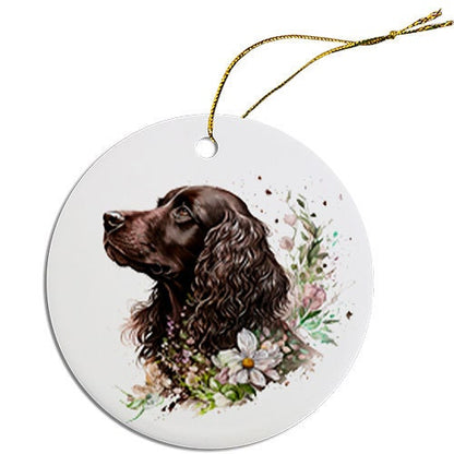 Dog Breed Specific Round Christmas Ornament, "Cocker Spaniel"