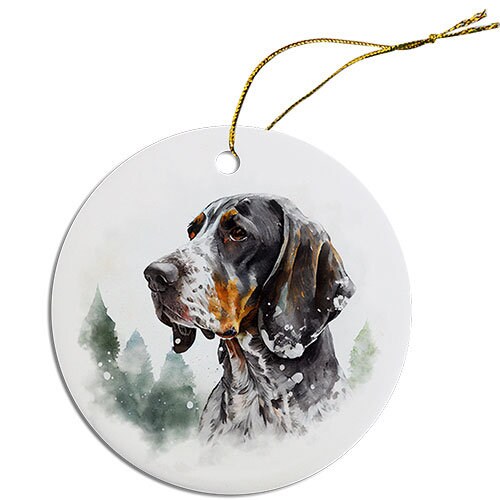 Dog Breed Specific Round Christmas Ornament, "Coonhound"