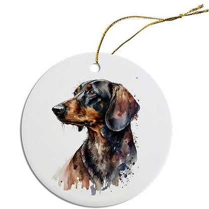 Adorno navideño redondo específico para la raza de perro, "Dachshund"