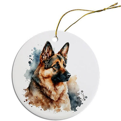 Dog Breed Specific Round Christmas Ornament, "German Shepherd"