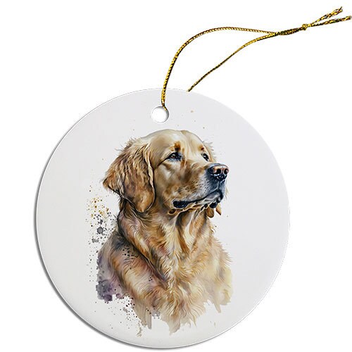 Dog Breed Specific Round Christmas Ornament, "Golden Retriever"