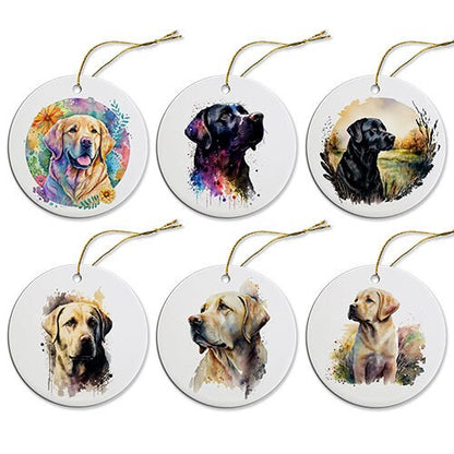 Dog Breed Specific Round Christmas Ornament, "Labrador"