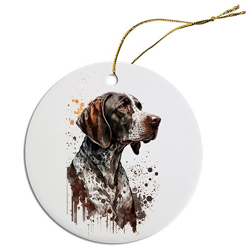 Dog Breed Specific Round Christmas Ornament, "Pointer"