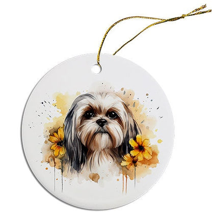 Dog Breed Specific Round Christmas Ornament, "Shih Tzu"