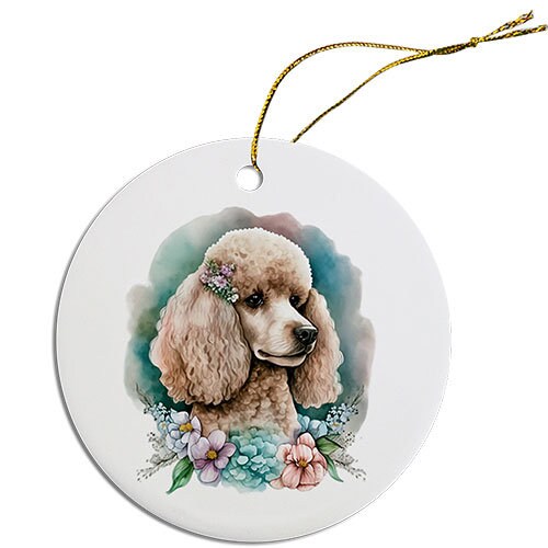 Dog Breed Specific Round Christmas Ornament, "Toy Poodle"