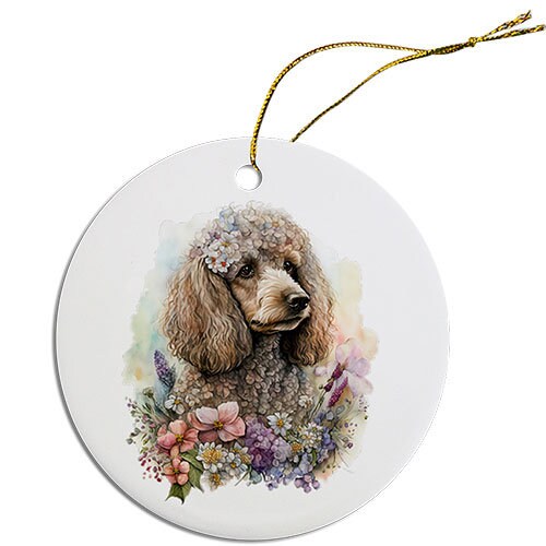 Dog Breed Specific Round Christmas Ornament, "Toy Poodle"