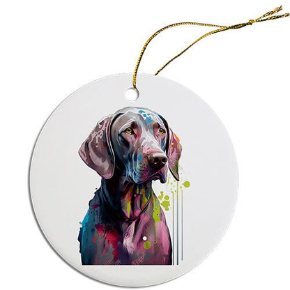 Dog Breed Specific Round Christmas Ornament, "Weimaraner"