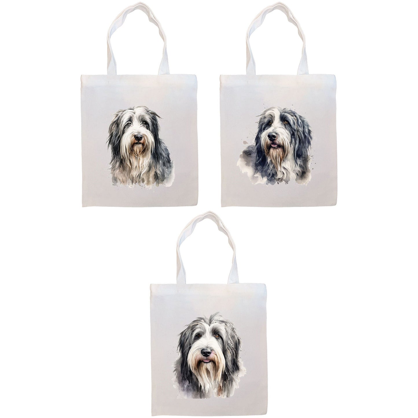 Bolsa de lona con cremallera, asas y bolsillo interior, "Bearded Collie"