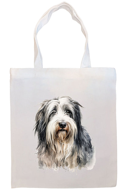 Bolsa de lona con cremallera, asas y bolsillo interior, "Bearded Collie"