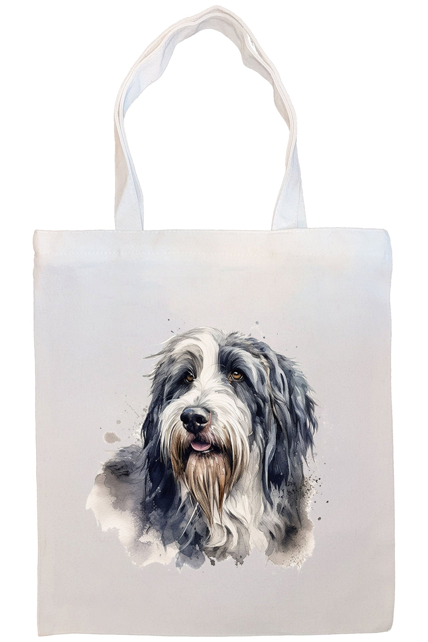 Bolsa de lona con cremallera, asas y bolsillo interior, "Bearded Collie"