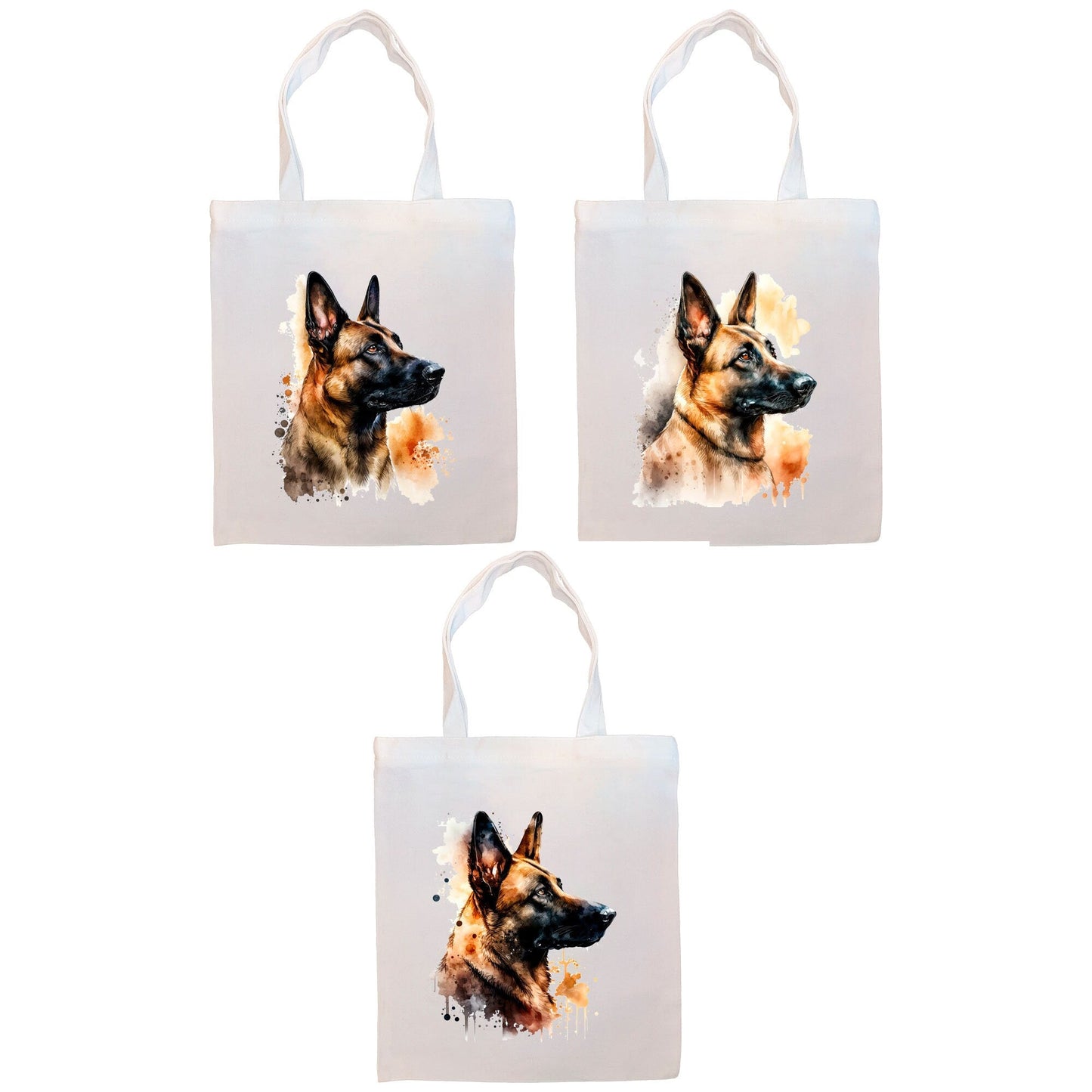 Bolsa de lona con cremallera, asas y bolsillo interior, "perro malinois belga"