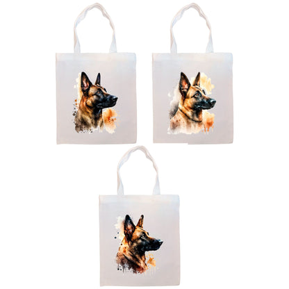 Bolsa de lona con cremallera, asas y bolsillo interior, "perro malinois belga"