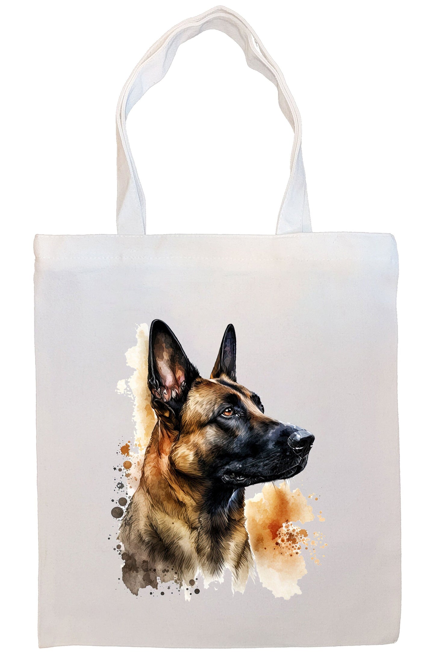 Bolsa de lona con cremallera, asas y bolsillo interior, "perro malinois belga"